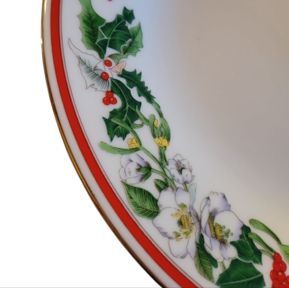 1 Vtg 90's Dinner Plate St. Maria Lynn's China Christmas Holly Berry, Gold Trim - Picture 4 of 4